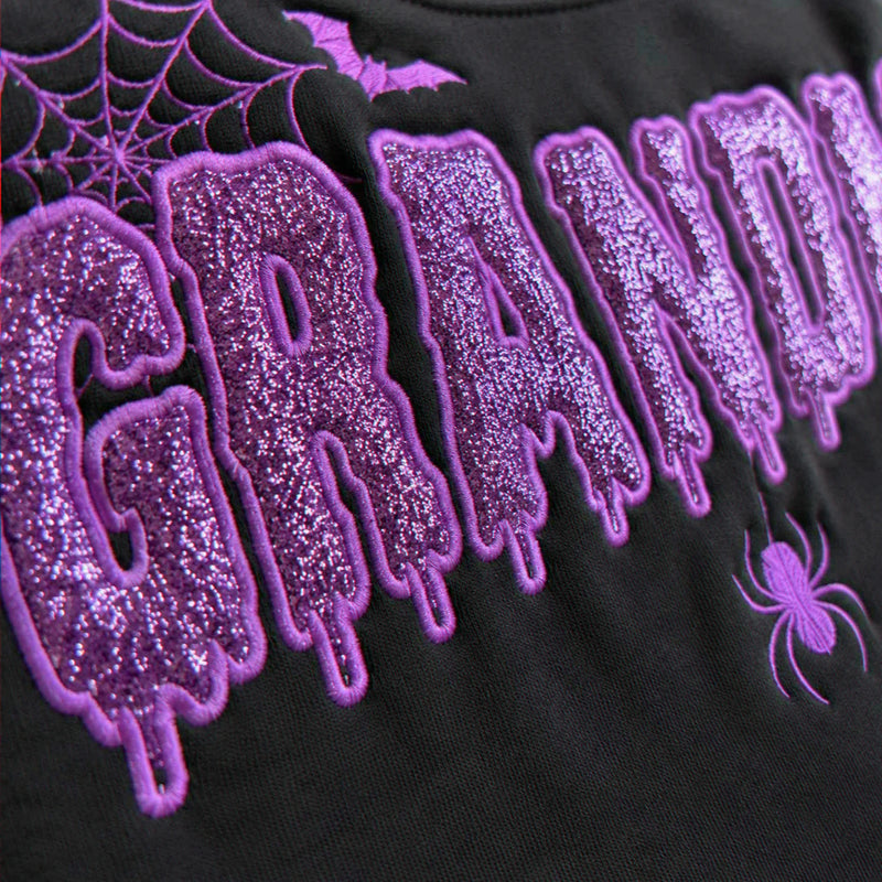 Grandma Glitter Applique Halloween Sweatshirt, Spooky Dripping Nana Crewneck, Family Halloween Gift