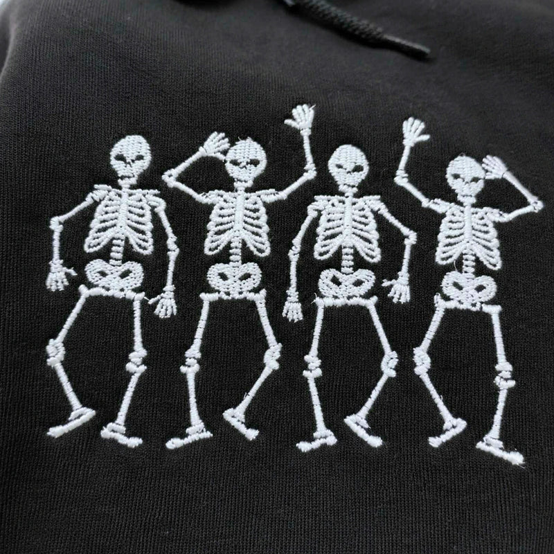 Embroidered Dancing Skeletons Sweatshirt, Spooky Halloween Gift