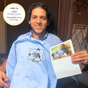 Custom Dad of Two Portrait Shirt or Sweatshirt, Personalized Embroidered Gift for Dad with Two Kids Father's Day