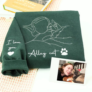 Personalized Father’s Day Gift for Pet Lovers – Custom Embroidered Pet Portrait Photo Sweatshirt or Hoodie