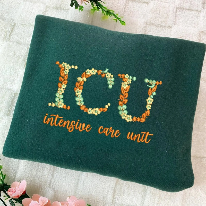 Personalized ICU Floral Quarter Zip, Custom Intensive Care Unit Pullover, Nurse Week Gift, CCRN RN BSN Graduation