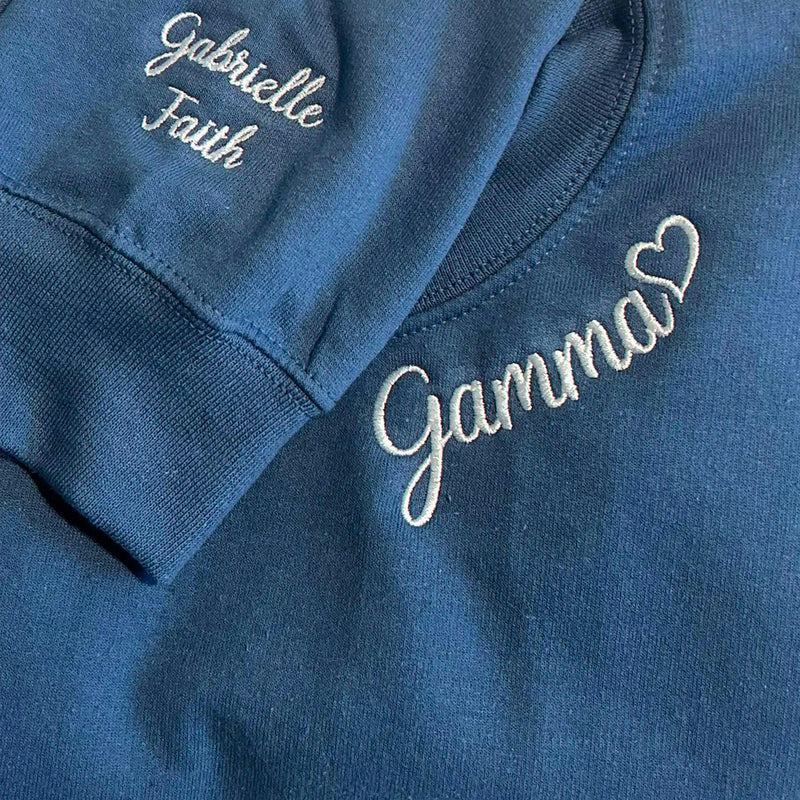Embroidered Lolli Sweatshirt - Personalized Grandkids Names, Gift for Grandma Birthday