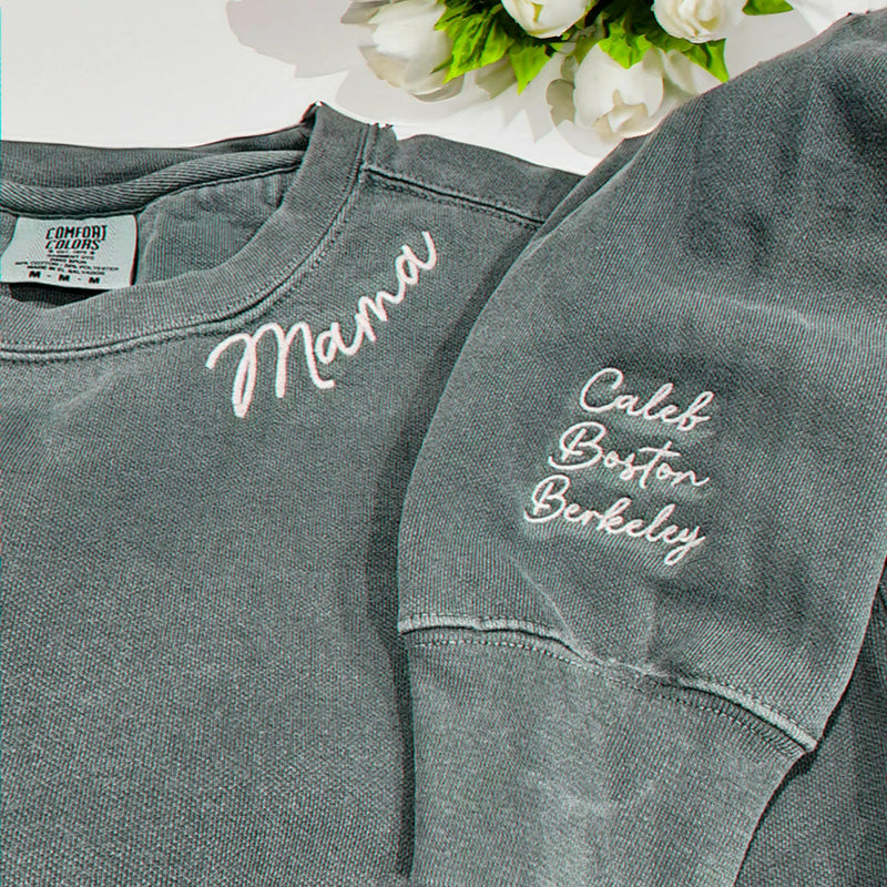 Personalized Embroidered Mama Sweatshirt With Kid Name on, New Mom Gift, Gift for Wife