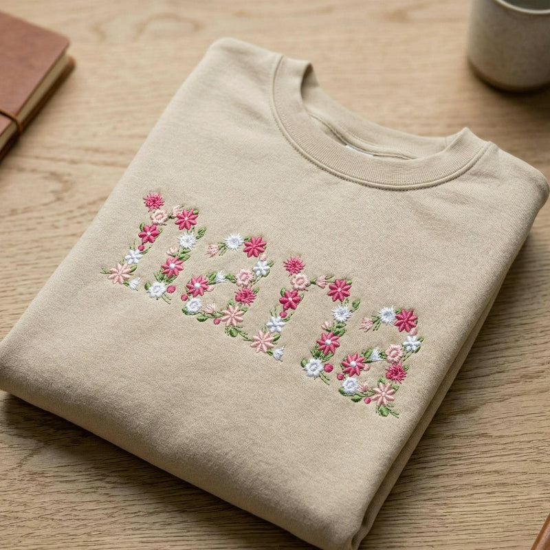 Custom Grandma Sweatshirt with Floral - Embroidered Mini, Gigi, Nana Crewneck with Kid's Names
