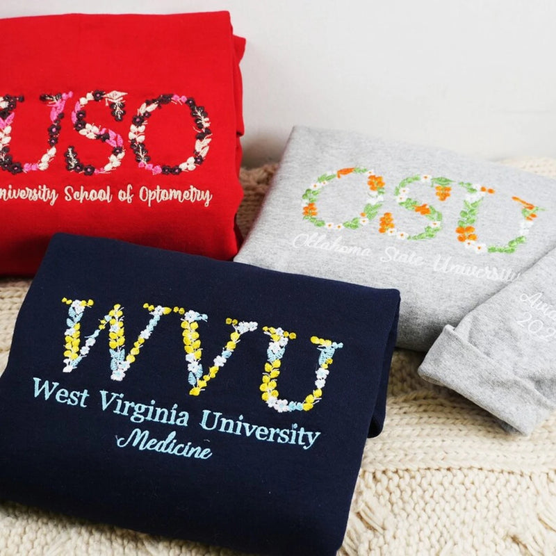 Personalized Nurse Floral Sweatshirt, Custom Embroidered Nursing Student Graduation, Birthday Gift