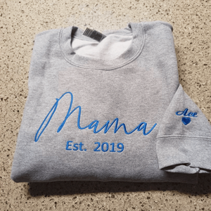 Embroidered Mama Bear Sweatshirt Hoodie with Kids Name