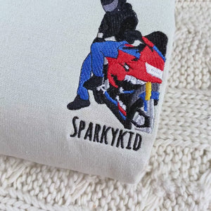 Custom embroidered sweatshirt showing a man's motorbike based on photo, ideal personalized gift for biker boyfriend