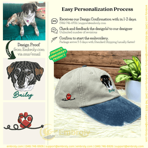 Custom Embroidered Pet Dyed Hat With Cat Name, Personalized Dyed Hat With Name On The Side Or Under Picture