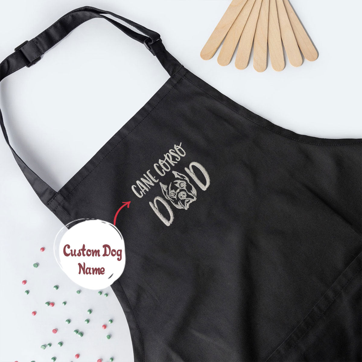 Custom Cane Corso Dog Dad Embroidered Apron, Personalized Apron with Dog Name, Cane Corso Gifts Dog Lovers