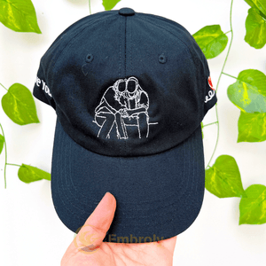 Custom Matching Couple Dad Hat Embroidery From Photo, Personalized With Name On Side