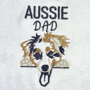 Custom  Australian Shepherd Dog Dad Sweatshirt Embroidered Collar , Personalized Sweatshirt with Dog Name, Best Gifts For Australian Shepherd Owners