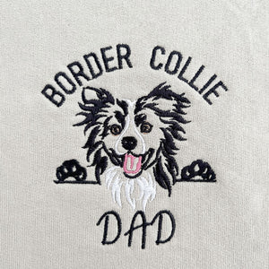 Custom Border Collie Dog Dad Embroidered Hoodie, Personalized Hoodie with Dog Name, Best Gifts For Boxer Lovers