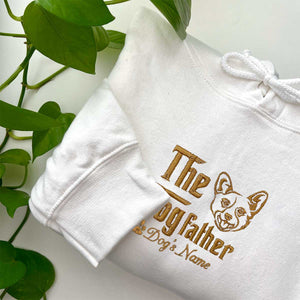 Custom Corgi Dog Dad Embroidered Hoodie, Personalized The DogFather Hoodie Corgi, Best Gifts For Corgi Lovers