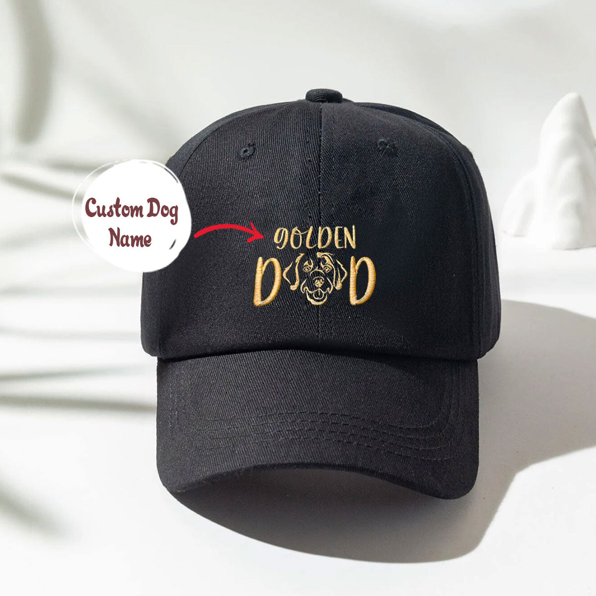 Custom Golden Retriever Dog Dad Embroidered Hat, Personalized Hat with Dog Name, Gifts for Golden Retriever Lovers