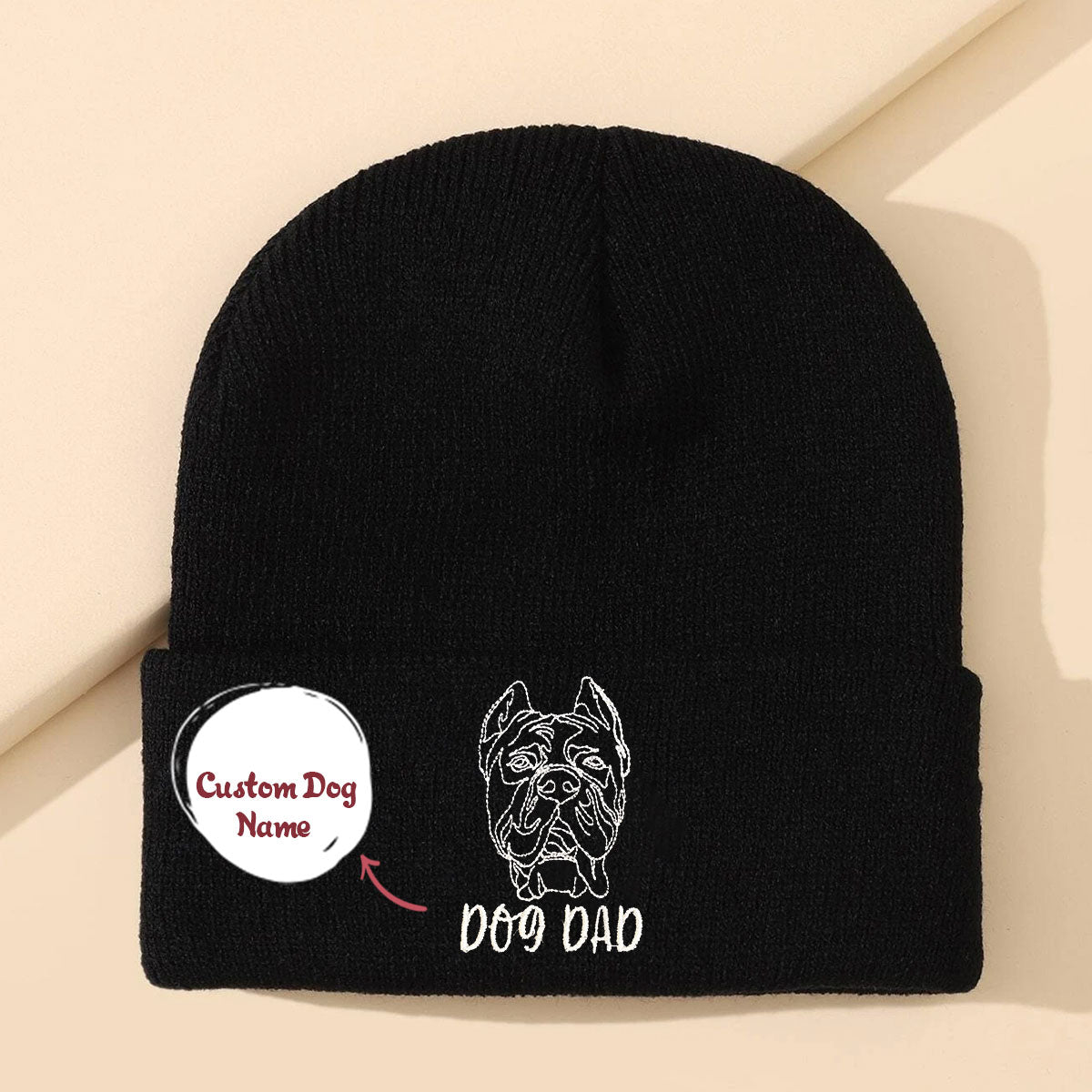 Personalized Cane Corso Dog Dad Embroidered Beanie, Custom Beanie with Dog Name, Cane Corso Gifts Dog Lovers