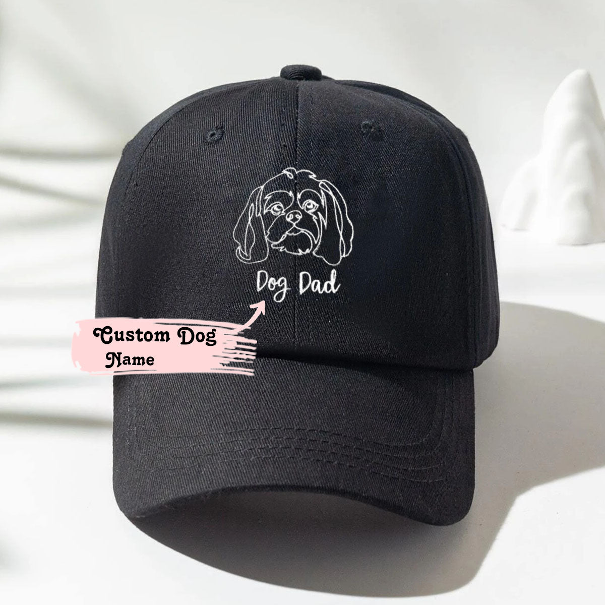 Personalized Shih Tzu Dog Dad Embroidered Hat, Custom Hat with Dog Name, Best Gifts For Shih Tzu Lovers