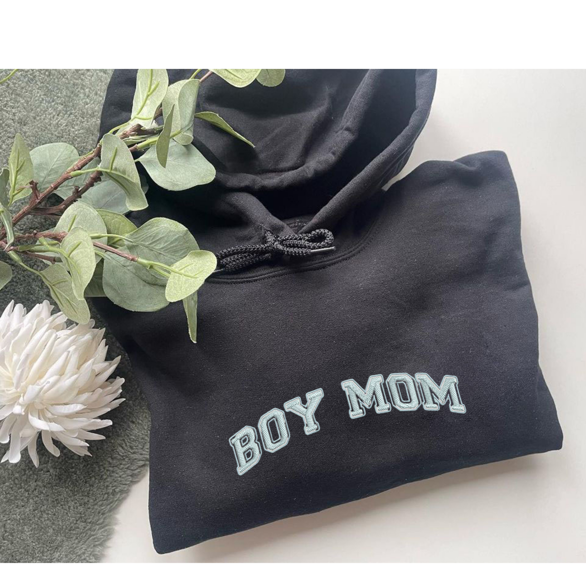 Custom Boy Mom Embroidery Hoodie, Matching Mommy and Me Hoodie, Gift for Mom