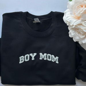 Custom Boy Mom Embroidery Sweatshirt, Matching Mommy and Me Crewneck, Gift for Mom