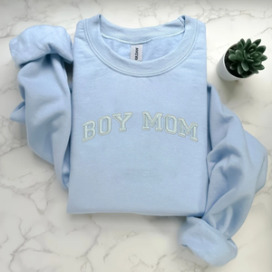 Custom Boy Mom Embroidery Sweatshirt, Matching Mommy and Me Crewneck, Gift for Mom