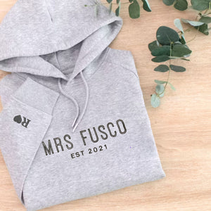 Custom Embroidered Mr And Mrs Hoodie With Anniversary Date, Best Gift For Maching Couple