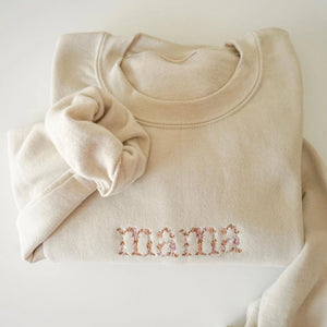 Embroidered Mama Floral Sweatshirt For Mother's Day - Embroly