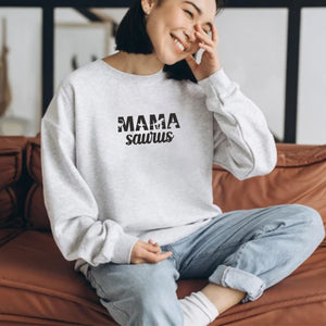 Embroidered Mama Saurus Sweatshirt, Mama Crewneck, Funny Gift For Mom On Mother's Day