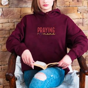 Embroidered Praying Mama Hoodie, Mother's Day Gift For New Mom, Personalized Hoodie With Many Font Styles