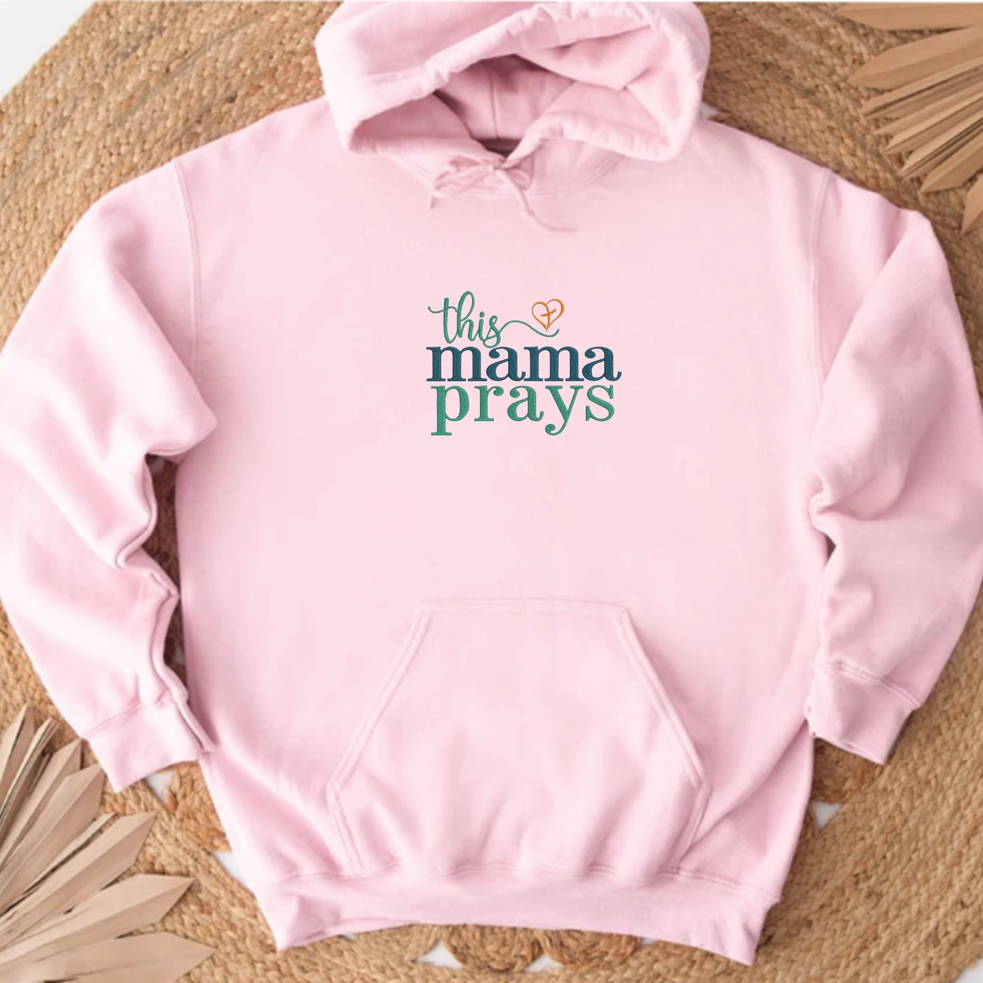 Embroidered This Mama Prays Hoodie, Gift For Mom On Mother's Day From Kid