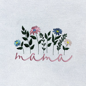 Floral Mama Embroidered Hoodie with Custom Kid Name on Sleeves, Best Gifts For New Mama