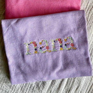 Floral Nana Embroidered Hoodie With Custom Grandkids Name On Sleeve, Mother's Day Gift