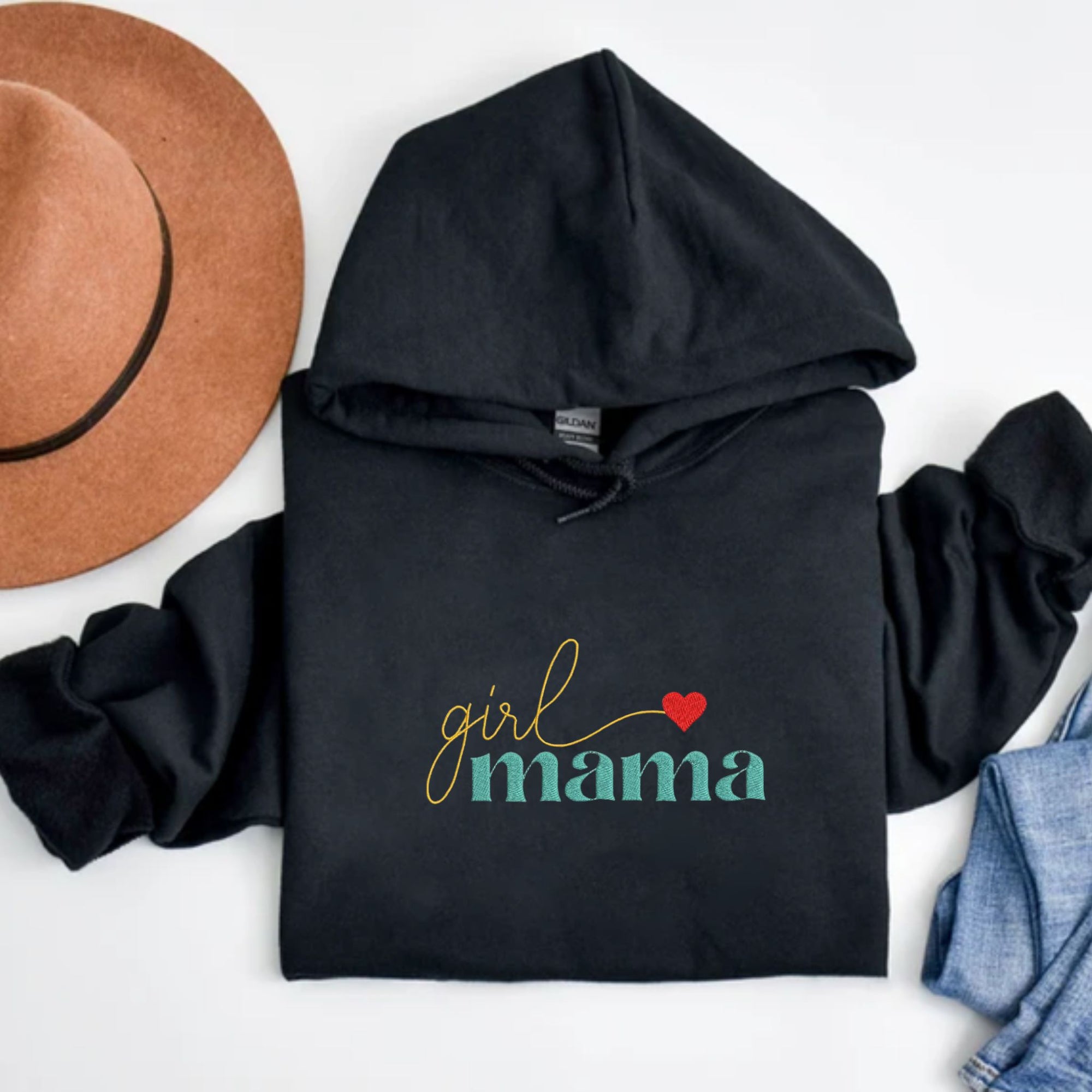Girl Mama Embroidery Hoodie, Mother's Day Embroidery Design, Customized Hoode With Font Style