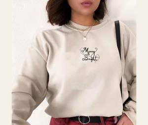 Merry & Bright Christmas Sweatshirt, Hoodie Embroidered