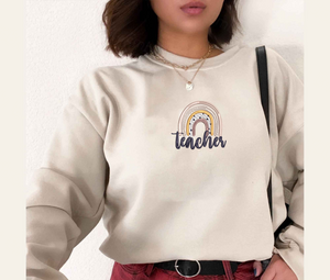 Boho Rainbow Teacher Sweatshirt, Hoodie Embroidered