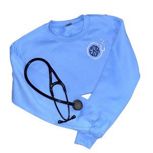 Personalized Nurse Sweatshirt with Monogrammed Circle Stethoscope Quarter Zip Sweatshirt Embroidered