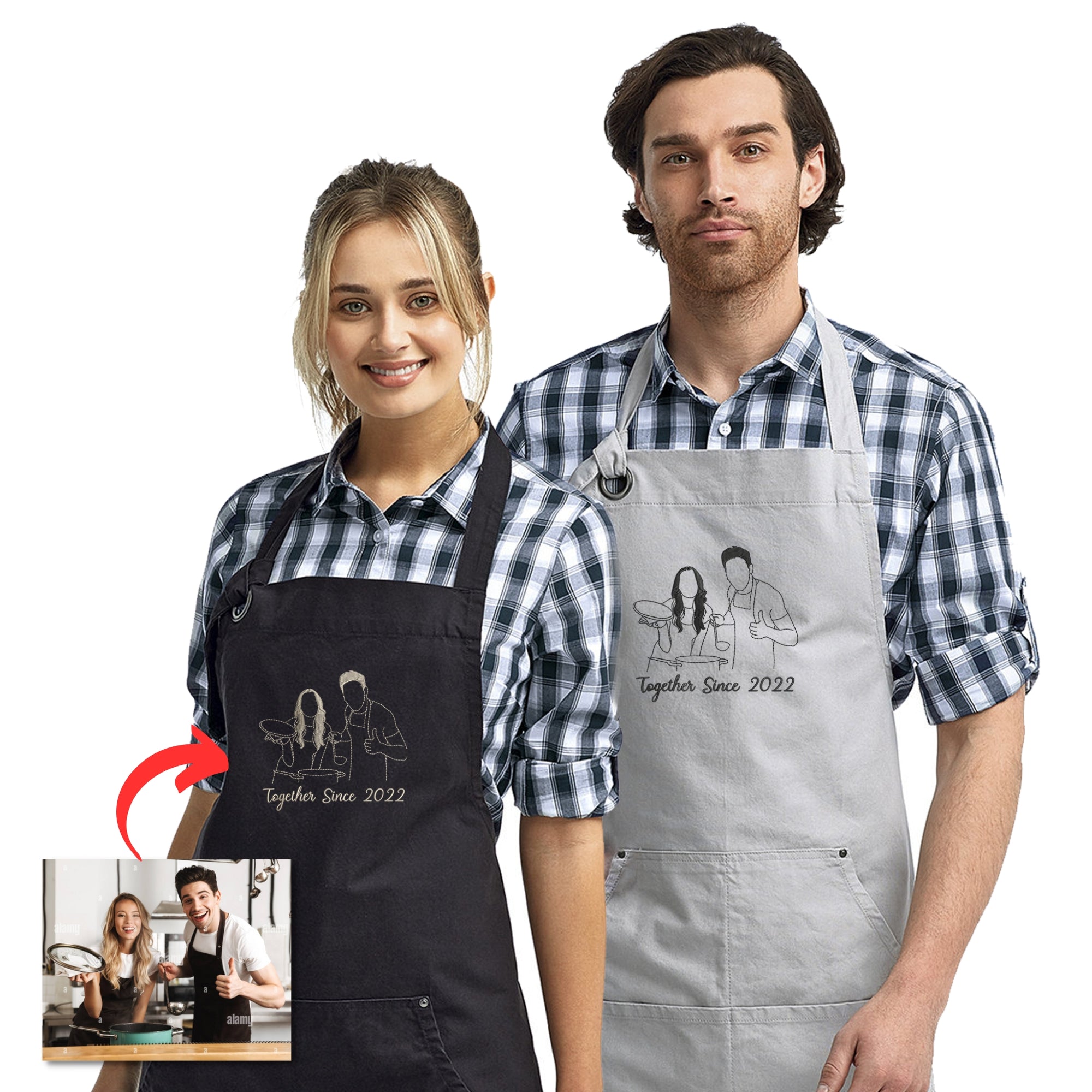 Custom Embroidered Aprons with Logo Name Text, No Minimum Order