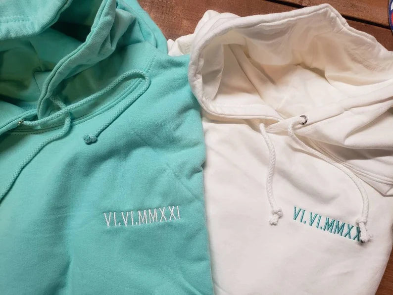 Embroidered Anniversary Sweatshirts Roman Numeral for Couples