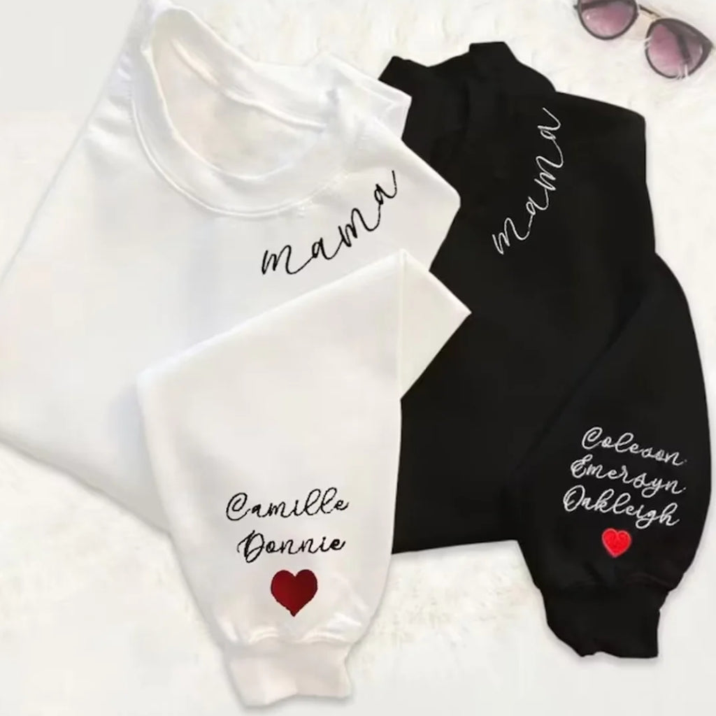 Custom Embroidered Mama Sweatshirt Hoodie - Personalized Gifts for Mom
