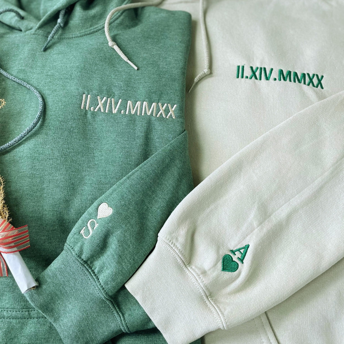 Personalized Anniversary Gifts for Him Her, Custom Embroidered Anniversary Year Hoodie Sweatshirt - Embroly