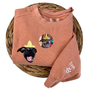 Comfort Color® Custom Embroidered Pet Outline Sweatshirt from Photo