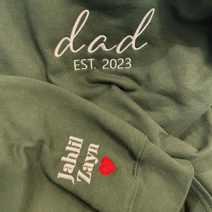 Custom Embroidered Grandpa Sweatshirt with GrandKids Names on Sleeve, Personalized Gift for Grandpa, New Grandpa Father's Day Birthday Gift