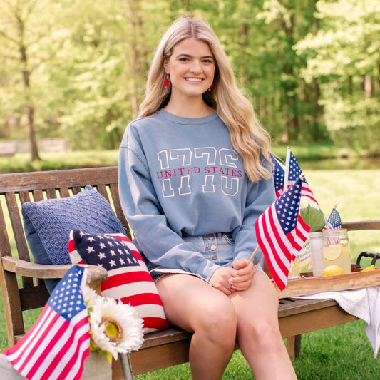 Embroidered 1776 UNITED STATES Sweatshirt or Hoodie – 4th of July Patriotic Apparel