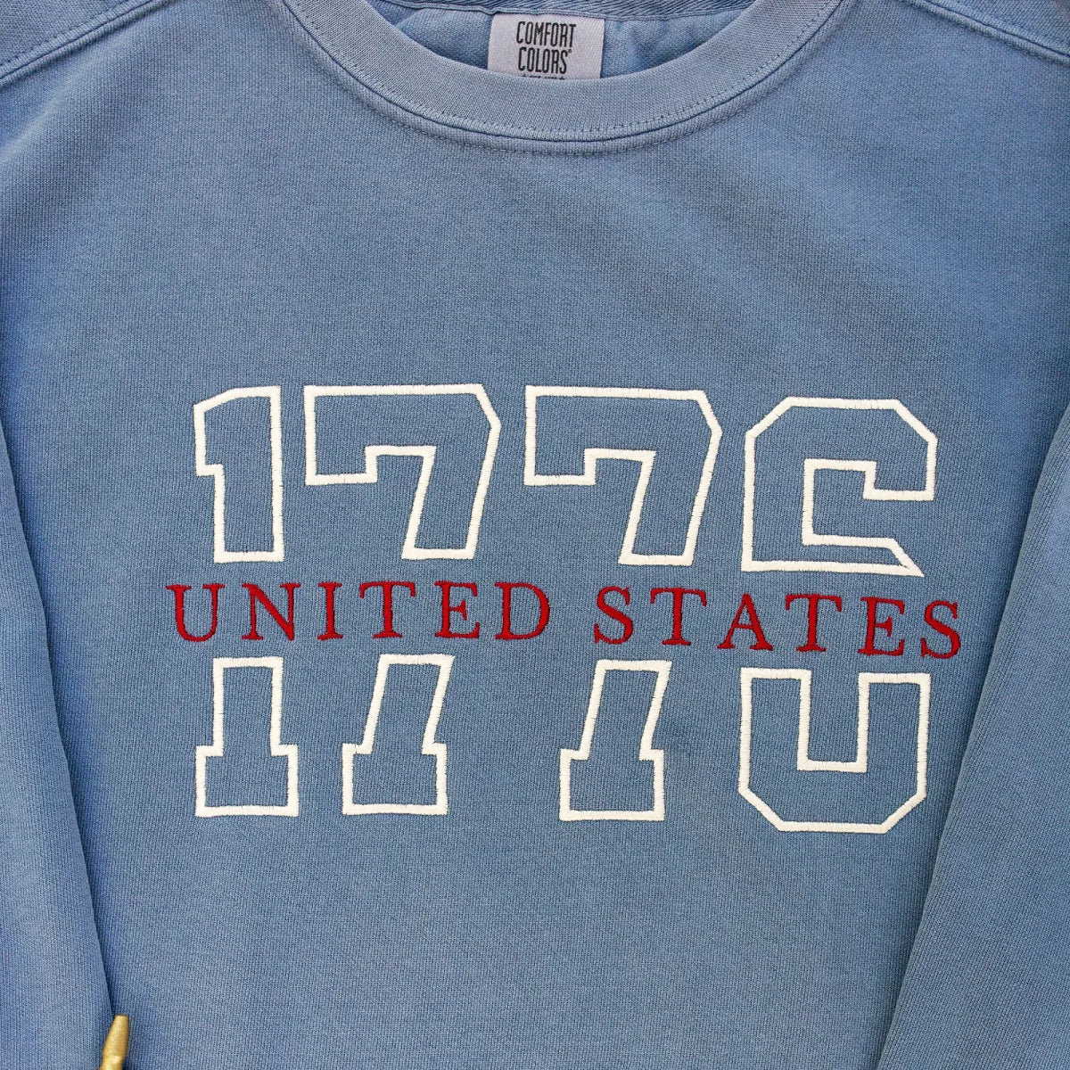 Embroidered 1776 UNITED STATES Sweatshirt or Hoodie – 4th of July Patriotic Apparel