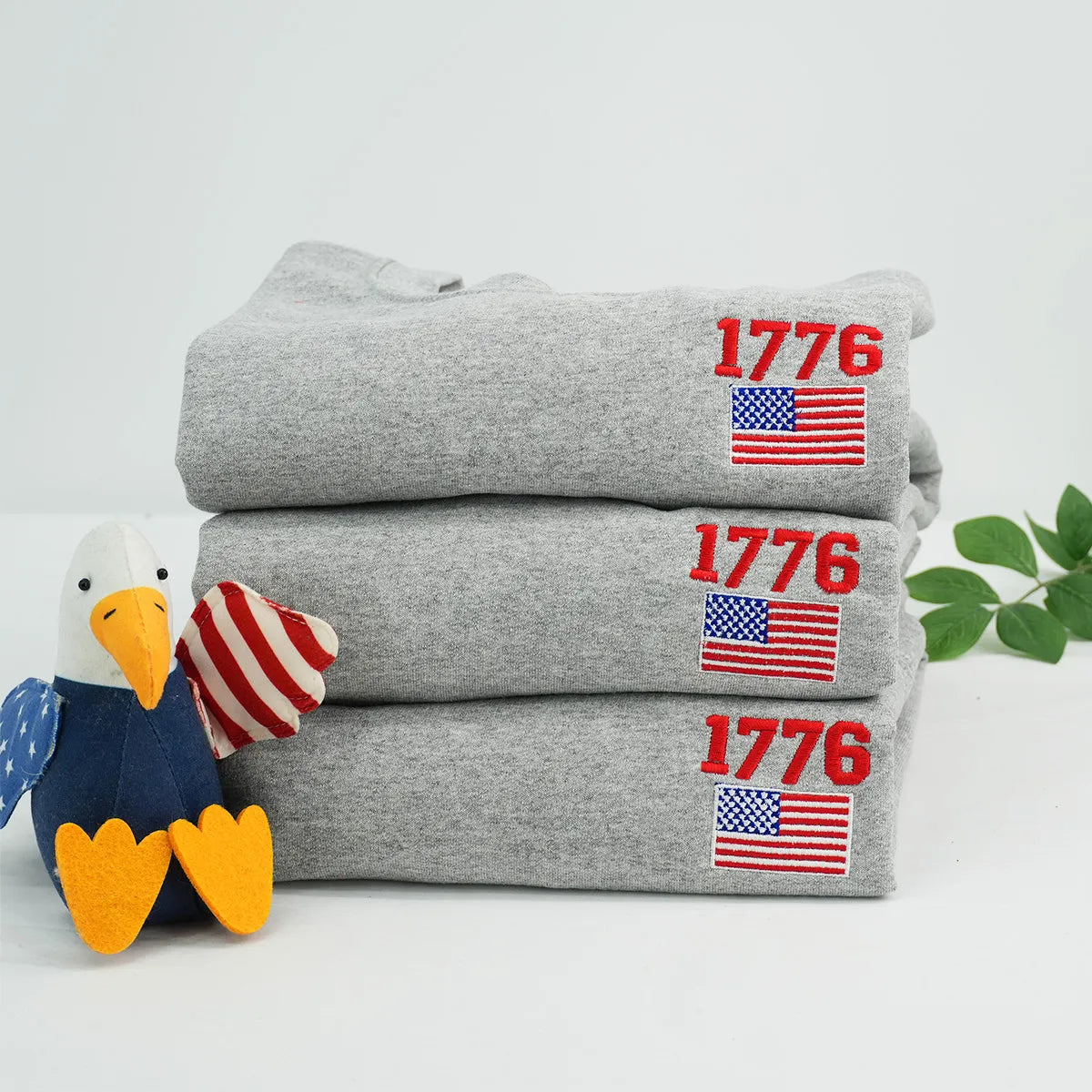 Embroidered 1776 American Flag Sweatshirt or Hoodie – 4th of July Patriotic Apparel
