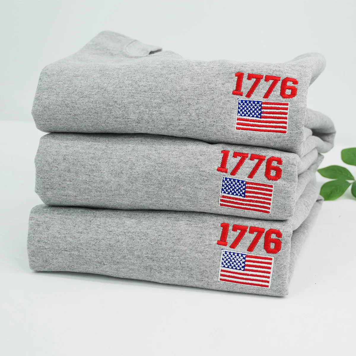 Embroidered 1776 American Flag Sweatshirt or Hoodie – 4th of July Patriotic Apparel