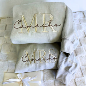 Personalized Unique Bridal Shower Gifts for Him and Her with Mr Mrs Sweatshirt