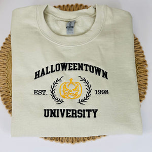 Halloween town University Pumpkin School of Ghouls Scary Est 1998 Halloween Sweatshirt, Hoodie Embroidered