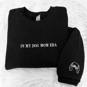 Dog Mama Sweatshirt, Hoodie Embroidered with Dog Ear, Name, Quote