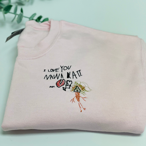 Embroidered gifts for Mom Grandmother, Children's Drawing Art Work Embroidered Sweatshirt, Hoodie