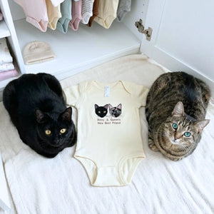 Custom Embroidered Baby Bodysuit Onesie With Pet Photo, Name - Personalized Newborn Gift