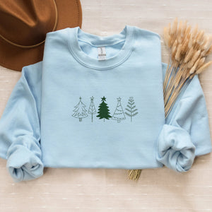 Christmas Tree Sweatshirt, Pine Tree Crewneck Embroidered